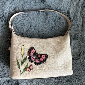 Furla Cream Shoulder Bag with Pink Butterfly Motif